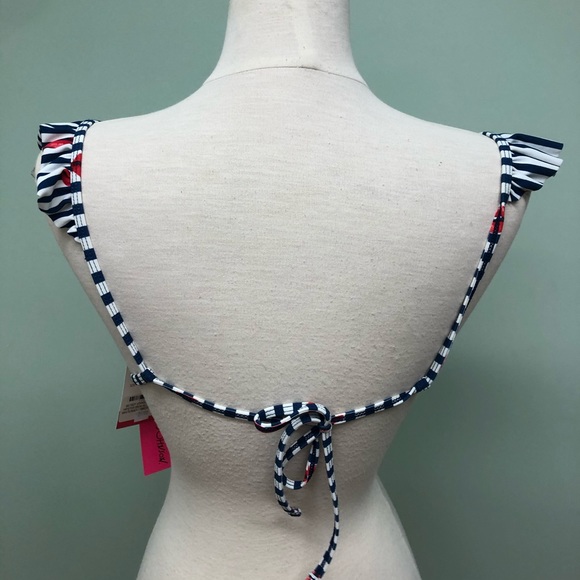 Betsey Johnson | Women's Bikini Set | Lips | White & Navy | Medium - Picture 4 of 4